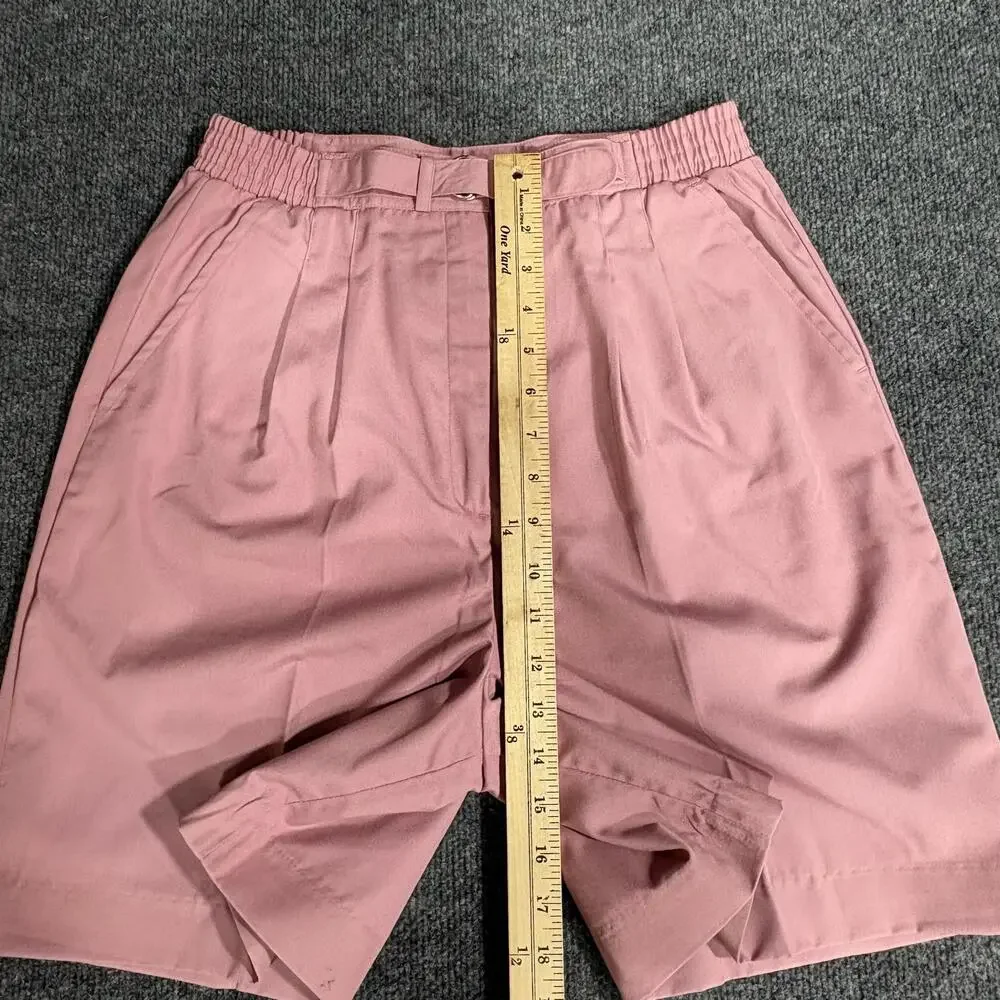 Vintage Lady La Mode Shorts Womens 10 Pink Chino Elastic Waist Buckle Casual